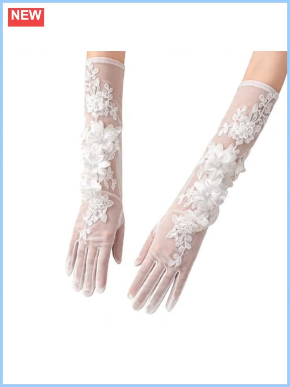 Long Lace Mesh Elbow Length Sheer Tulle Gloves for Bridal Wedding Prom Opera